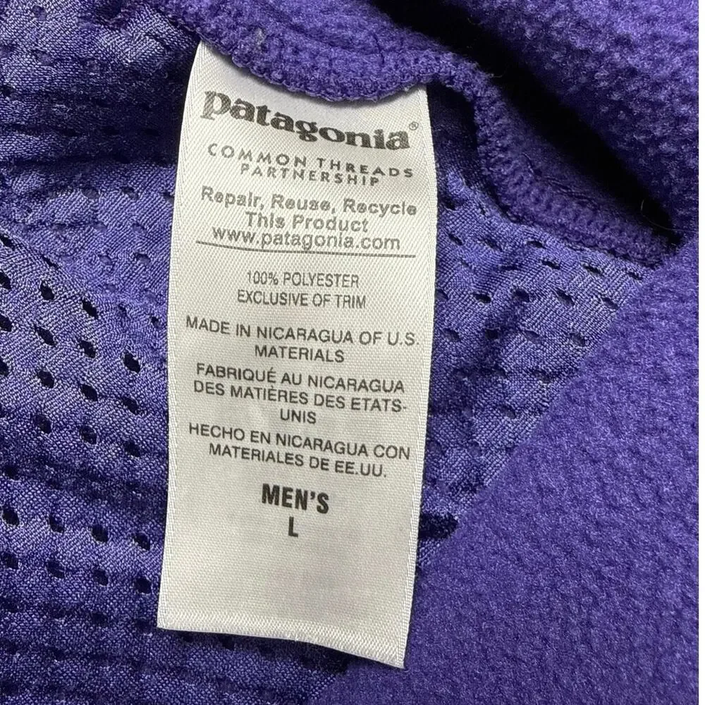 Patagonia Men’s Size Large Synchilla Snap-T Hoodie Green Purple Blue Fleece Gorp